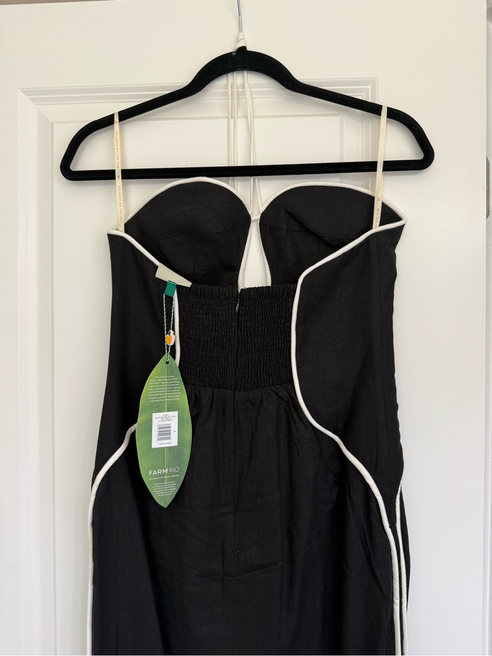 FARM Rio Black Midi Dress with White Contrast Piping - Picture 4 of 7